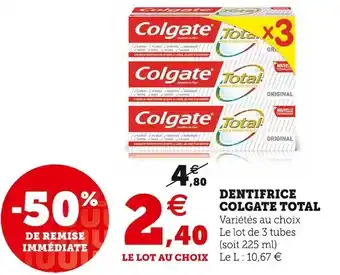 U Express Colgate total dentifrice offre