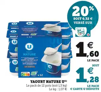 U Express U yaourt nature offre