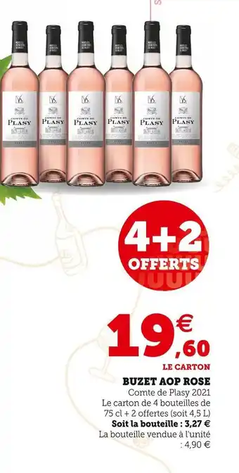 Super U Comte de plasy buzet aop rose offre