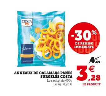Super U Costa anneaux de calamars panés surgelés offre