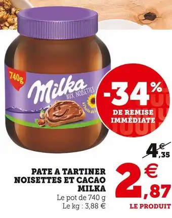 Super U Milka pate a tartiner noisettes et cacao offre