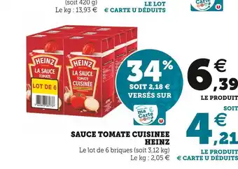 Super U Heinz sauce tomate cuisinee offre