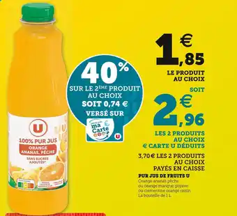 Super U U pur jus de fruits u offre