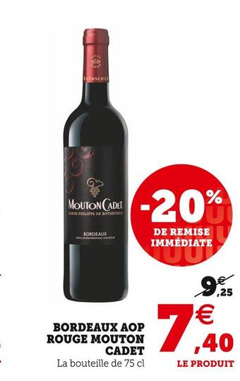 Super U Mouton cadet bordeaux aop rouge offre