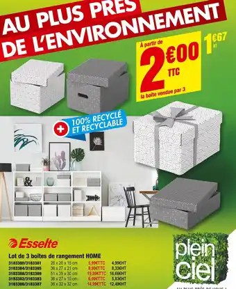 Plein ciel Esselte lot de 3 boîtes de rangement home offre