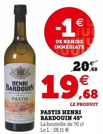 U Express Henri bardouin pastis 45° offre