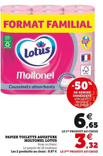 U Express Lotus papier toilette aquatube moltonel offre
