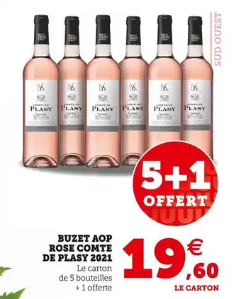 Super U Comte de plasy buzet aop rosé 2021 offre