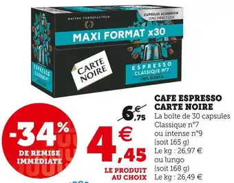 U Express Carte noire cafe espresso offre