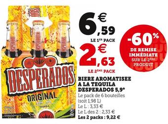 U Express Desperados biere aromatisee a la tequila 5,9° offre