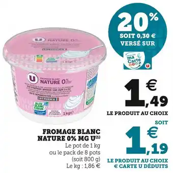U Express U fromage blanc nature 0% mg offre