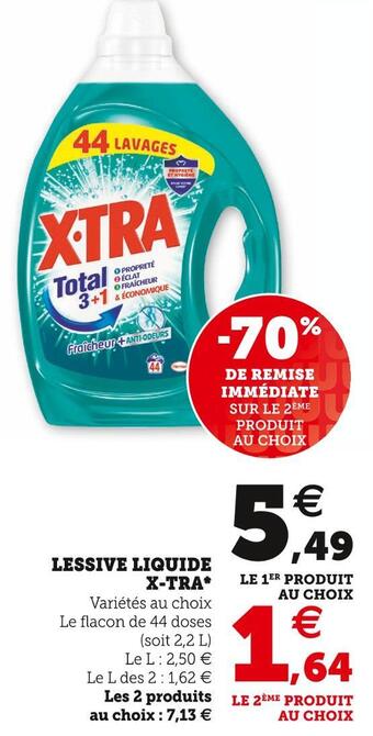 Super U X-tra lessive liquide* offre