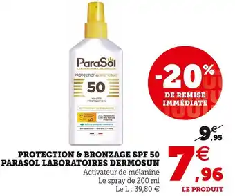 Super U Laboratoires dermosun protection & bronzage spf 50 parasol offre