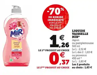 Super U Mir liquide vaisselle offre