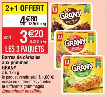 Migros Barres de céréales aux pommes GRANY offre