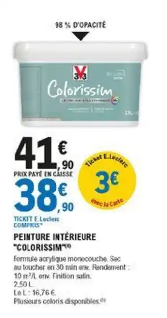 E.Leclerc Brico Peinture intérieure "colorissim" offre
