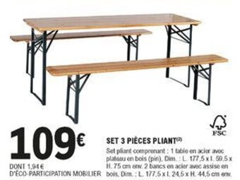 E.Leclerc Brico Set 3 pièces pliant offre