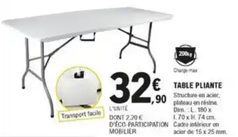E.Leclerc Brico Table pliante offre