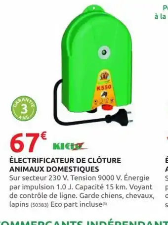 Rural Master Électrificateur de Clôture Animaux Domestiques offre