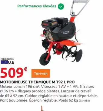 Rural Master Motobineuse Thermique M T92 L Pro offre