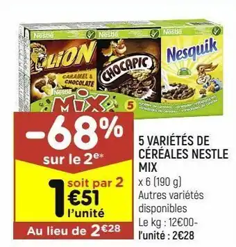 Leader Price 5 variétés de céréales nestlé mix offre