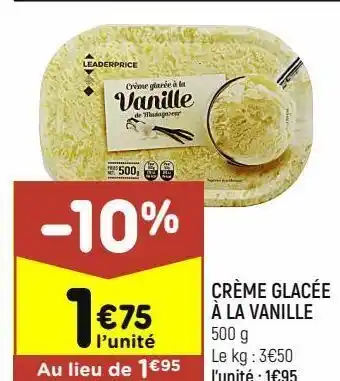 Leader Price Crème glacée à la vanille offre