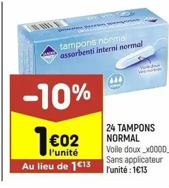Leader Price 24 tampons normal offre