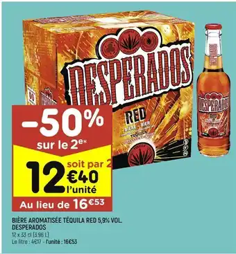 Leader Price Bière aromatisée téquila red 5.9% vol desperados offre