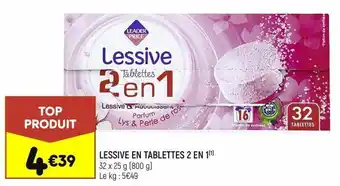 Leader Price Lessive en tablettes 2 en 1 offre