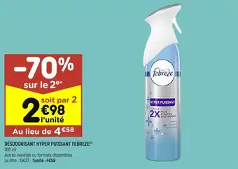 Leader Price Désodorisant hyper puissant febreze offre