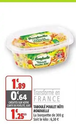 Coccimarket Taboulé Poulet Rôti Bonduelle offre