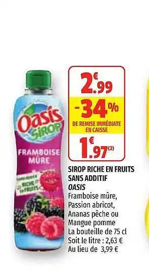 Coccinelle Express Sirop Riche En Fruits Sans Additif Oasis offre