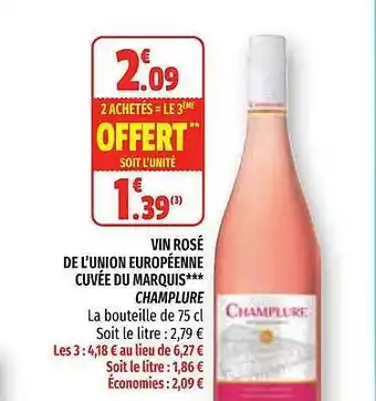 Coccinelle Express Vin Rosé De L'union Européenne Cuvée Du Marquis Champlure offre