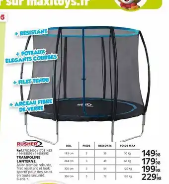Maxi Toys Rusher Trampoline Lanterne offre
