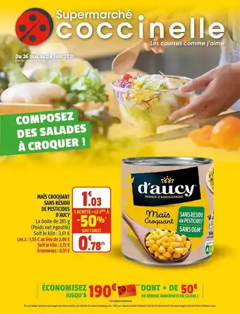 Coccinelle Supermarché Maïs Croquant Sans Résidu De Pesticides D'aucy offre