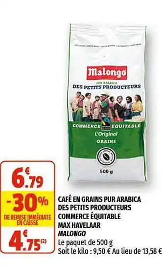 Coccinelle Supermarché Café En Grains Pur Arabica Des Petits Producteurs Commerce équitable Max Havelaar Malongo offre