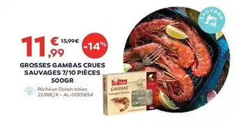 Cabesto Grosses Gambas Crues Sauvages 7-10 Pièces 500 Gr offre