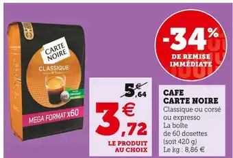 Super U Carte noire cafe offre