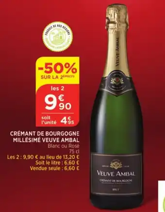 Bi1 Crémant de Bourgogne Millésime Veuve Ambal offre