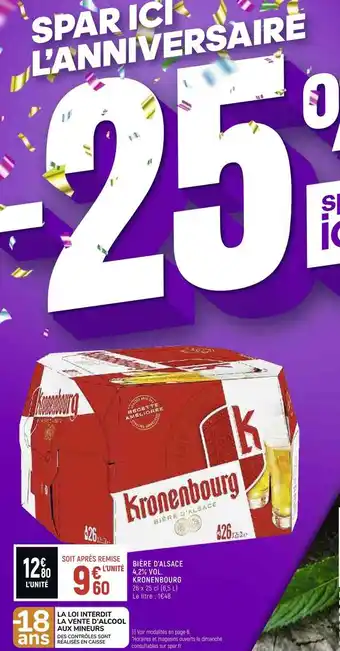 Spar Kronenbourg bière d’alsace 4,2% vol. offre