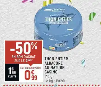 Spar Casino thon entier albacore au naturel offre