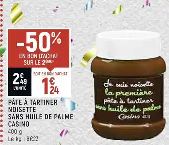 Spar Casino pâte à tartiner noisette sans huile de palme offre
