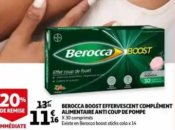 Auchan Berocca boost effervescent complément alimentaire anti cop de pompe offre