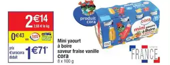 Cora x Carrefour Mini yaourt à boire saveur fraise vanille CORA offre