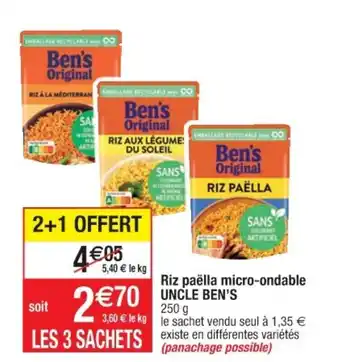 Cora x Carrefour Riz paëlla micro-ondable UNCLE BEN'S offre