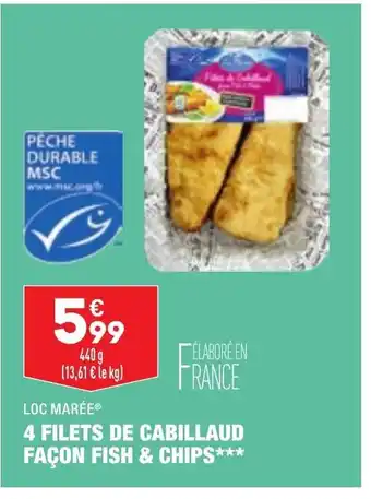 ALDI 4 Filets de Cabillaud Façon Fish & Chips offre