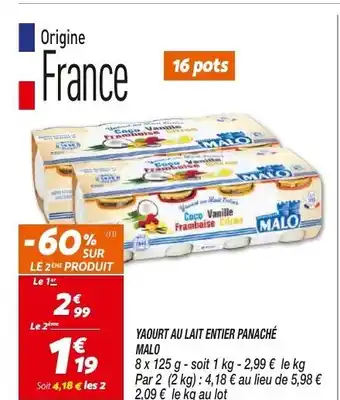 Netto Yaourt Au Lait Entier Panaché Malo offre
