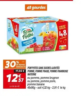 Netto Pom Potes Sans Sucres Ajoutés Pommes Pomme Fraise Pomme Framboise Materne offre