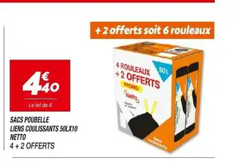Netto Sacs Poubelle Liens Coulissants 50LX10 Netto offre