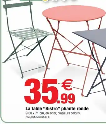Bazarland La Table Bistro Pliante Ronde offre